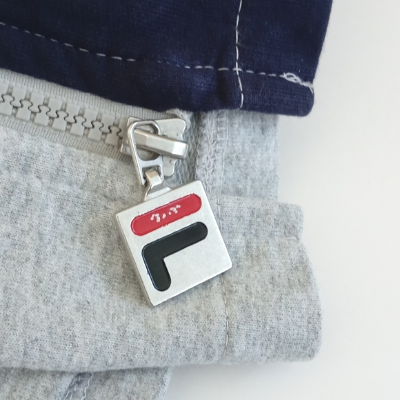 *Relisted* Fila Grey Blue Racer Stripes 3/4 "Zip Leg" Wide Leg Sweatpant Pants S - Picture 14 of 16